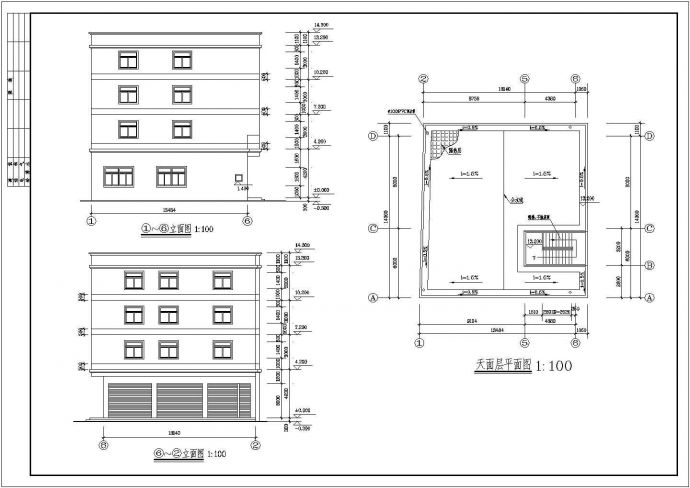 某现代四层宿舍建筑设计施工全套方案CAD图纸（含材料表）_图1