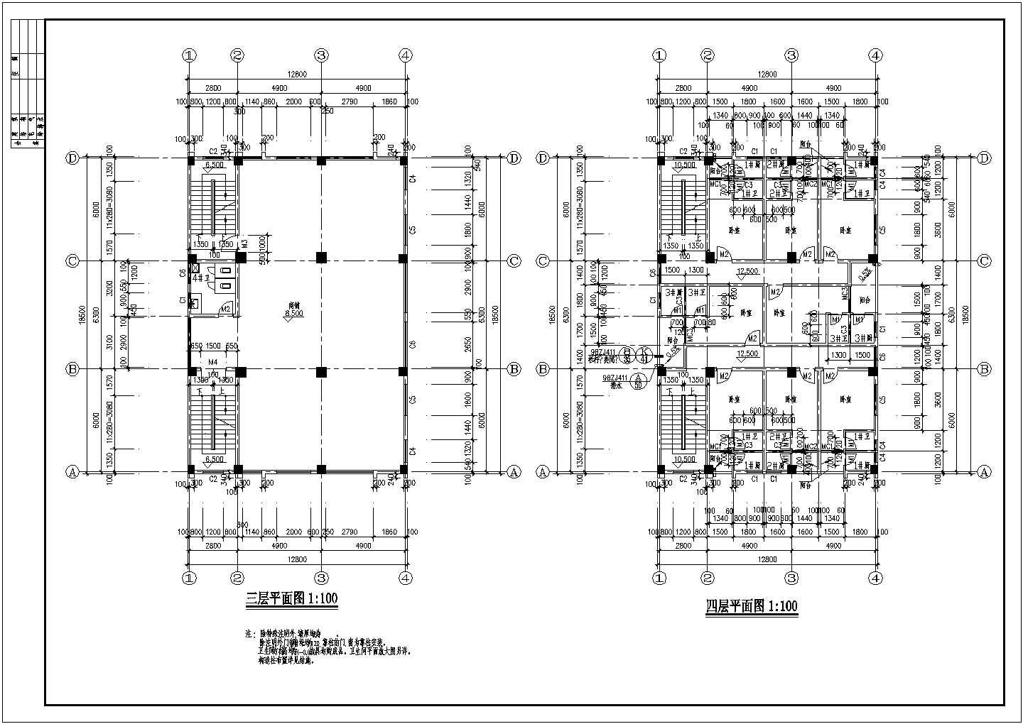 某乡镇固戍村私宅建筑设计施工全套方案CAD图纸