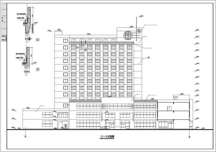 上海某商业街1.8万平米22层框架结构星级宾馆全套建筑设计CAD图纸_图1