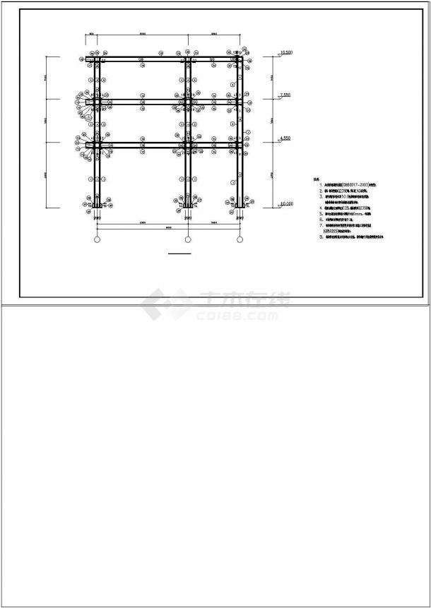某三层框架办公室结构设计CAD施工图-图二