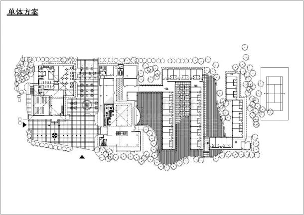 某大型2层框架结构休闲民宿酒店平立面设计CAD图纸-图一