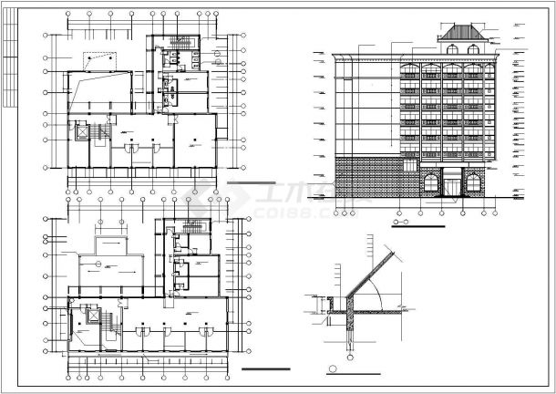 西安市某城中村3400平米8层框架结构私人宾馆建筑设计CAD图纸-图二