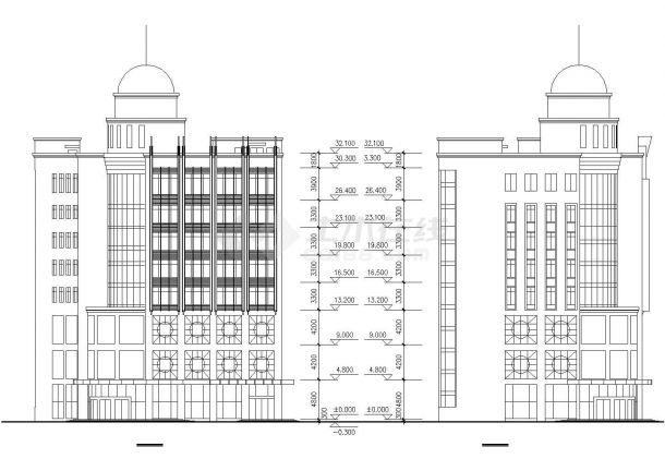 乌鲁木齐某商业街5100平米8层框架商务大酒店平立面设计CAD图纸-图一