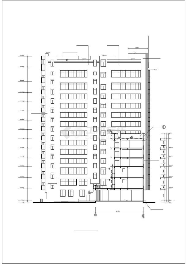 焦作市人民路某13层框剪结构商务酒店全套建筑设计CAD图纸-图一