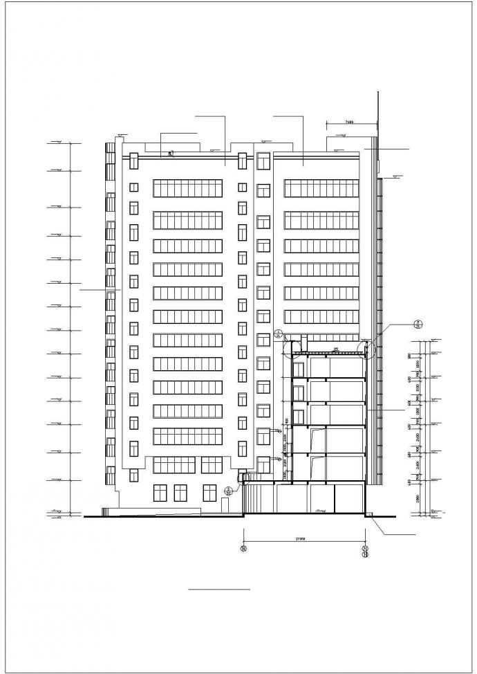 焦作市人民路某13层框剪结构商务酒店全套建筑设计CAD图纸_图1