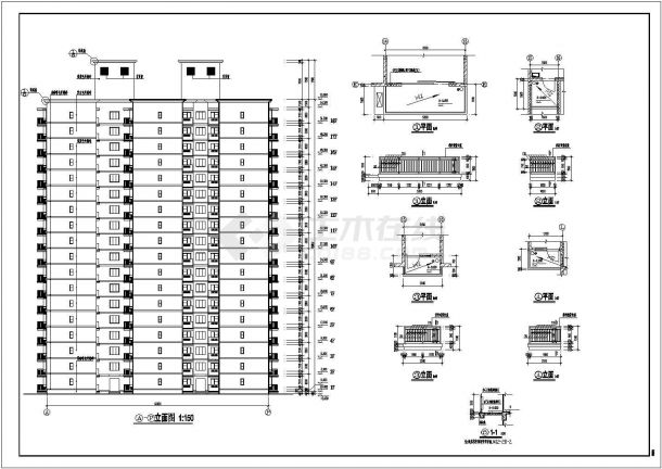 某学校住宅楼建筑设计施工全套方案CAD图纸-图一