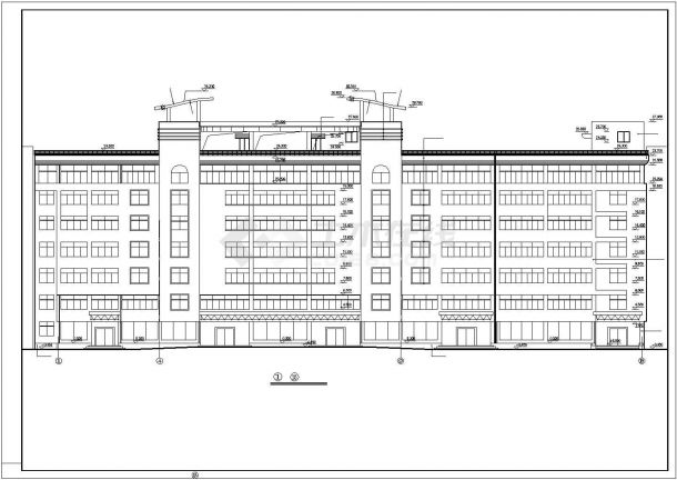 6200平米7层框架连锁旅社全套建筑设计CAD图纸（含地下室）-图一