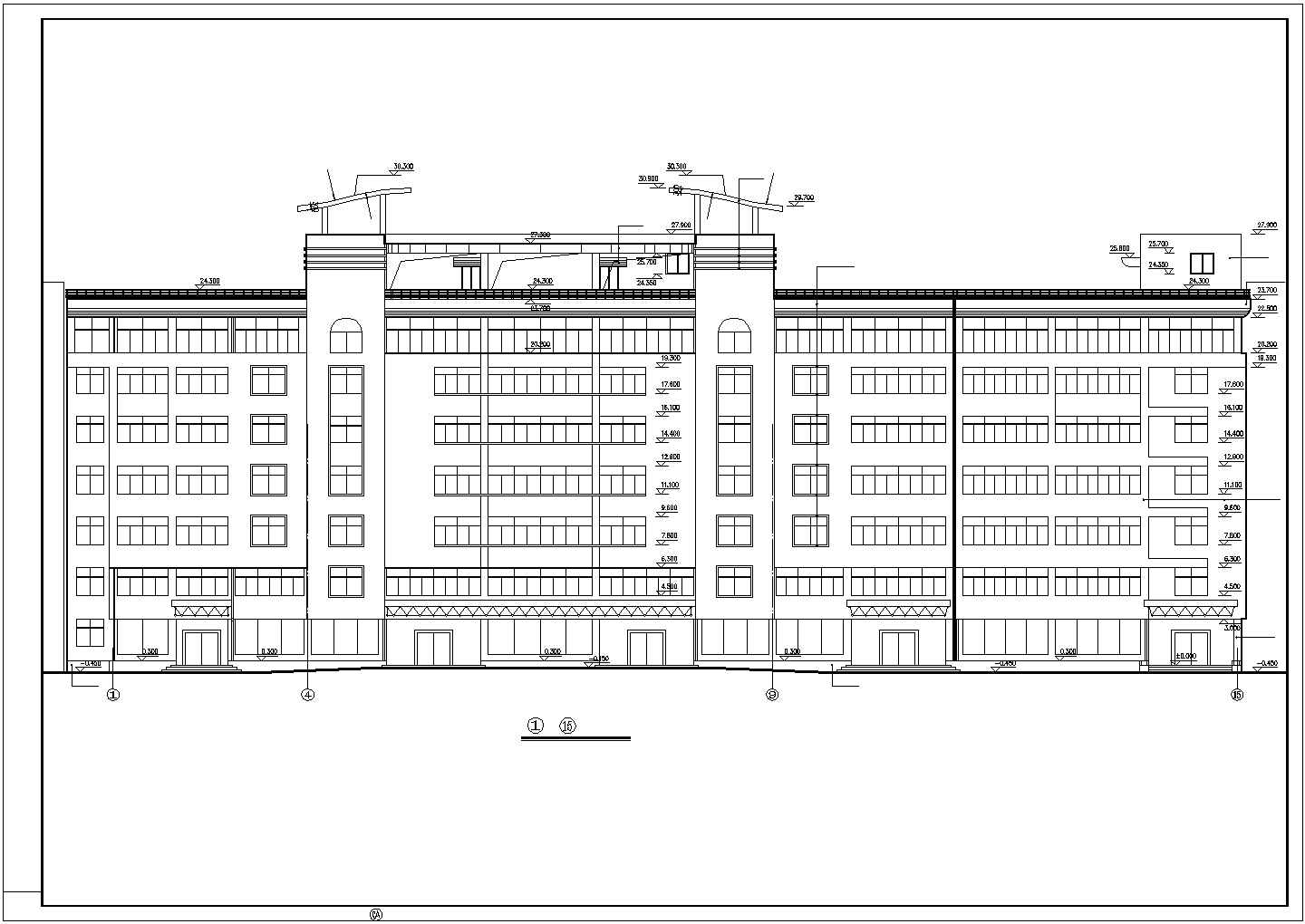 6200平米7层框架连锁旅社全套建筑设计CAD图纸（含地下室）