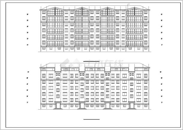 某城镇中心居住小区多层住宅楼建筑设计施工方案CAD图纸-图一