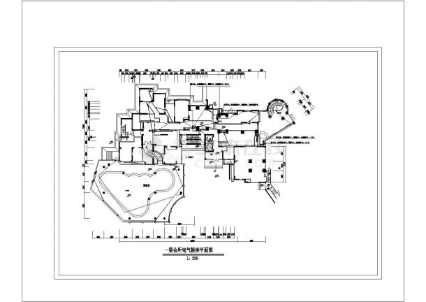 石首市某二层高级休闲会所电气设计CAD布置图-图二