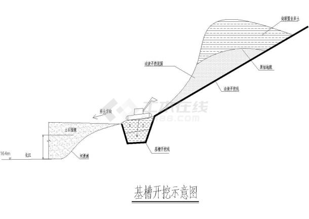 基槽开挖整体平面设计cad示意图-图二