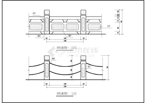 某地多种石质栏杆规划CAD参考图-图一