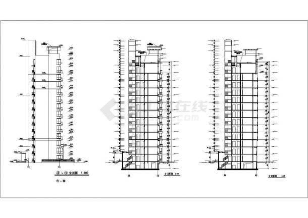 福州某消防公寓小区14层住宅楼全套建筑设计CAD图纸（含水箱检修层）-图一