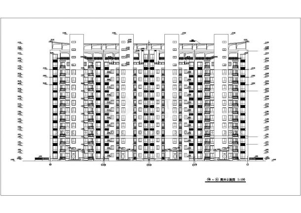 福州某消防公寓小区14层住宅楼全套建筑设计CAD图纸（含水箱检修层）-图二