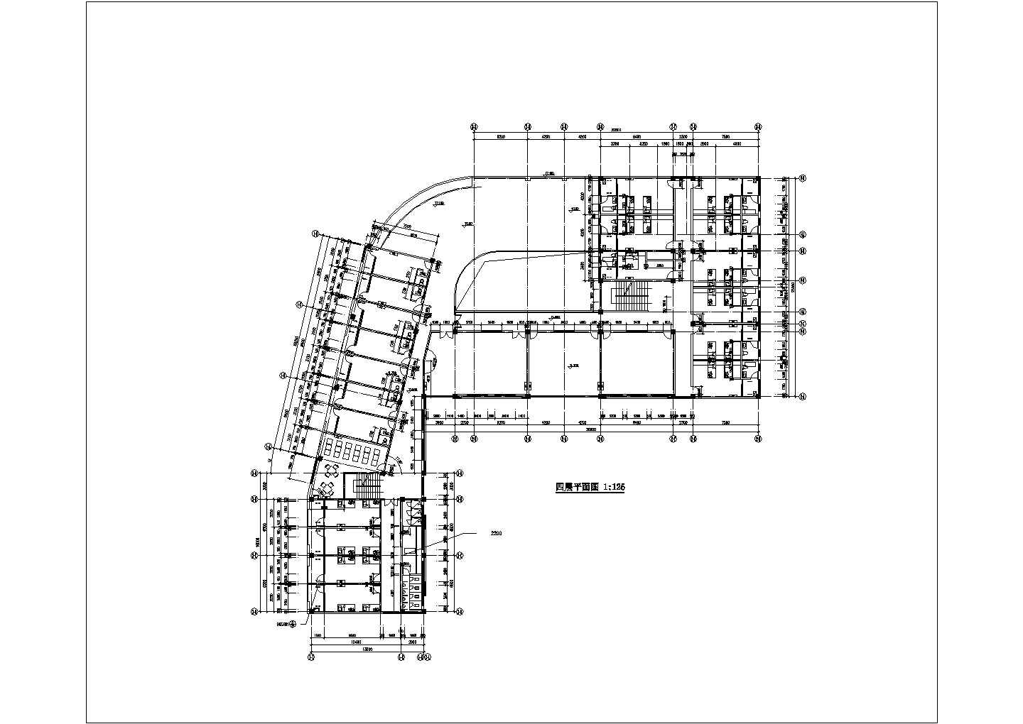北京某建筑公司2900平米五层框架结构宿舍楼全套平面设计CAD图纸