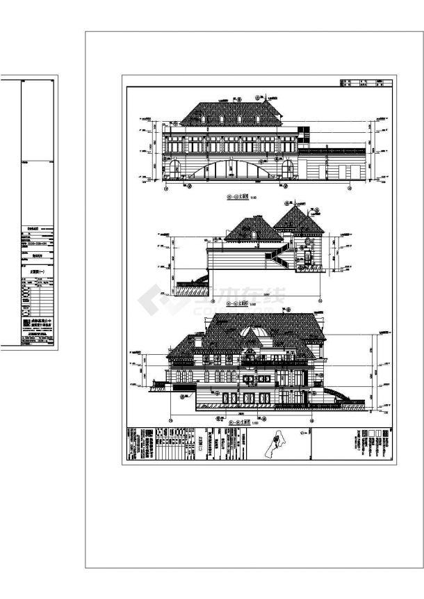某别墅区会所石材装饰建筑设计CAD图-图二