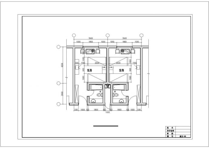 2304.43平米某3层58床小型旅游旅馆建筑方案设计图cad_图1