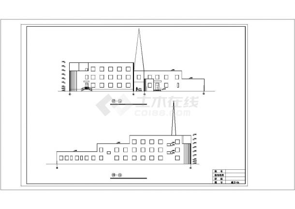 2304.43平米某3层58床小型旅游旅馆建筑方案设计图cad-图二