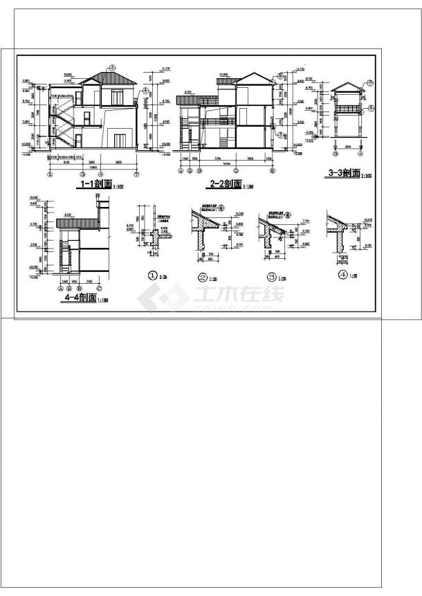 3层 别墅建筑施工cad图纸设计-图二