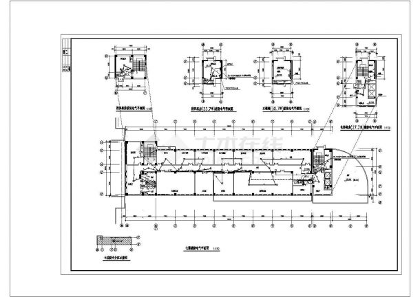 7层38840平米某市中学高级示范综合教学楼消防电气施工cad图纸设计-图一