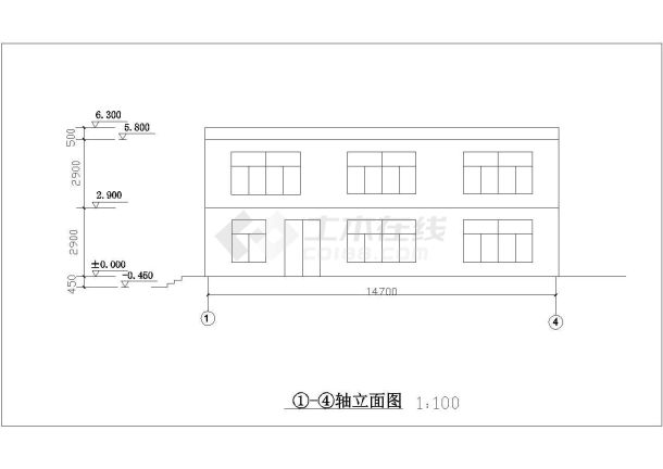 烟台市某城中村250平米层钢混框架结构住宅楼平立剖面设计CAD图纸-图一