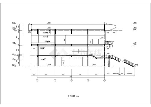 河南某知名建筑公司3800平米三层框架结构办公楼建筑设计CAD图纸-图一