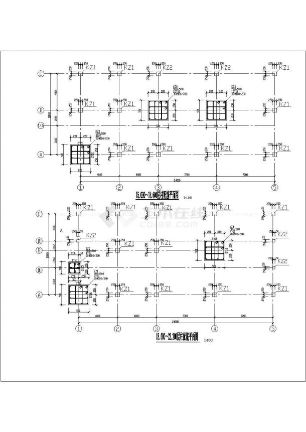 宁波市某工厂五层框架结构办公楼全套结构设计CAD图纸-图二