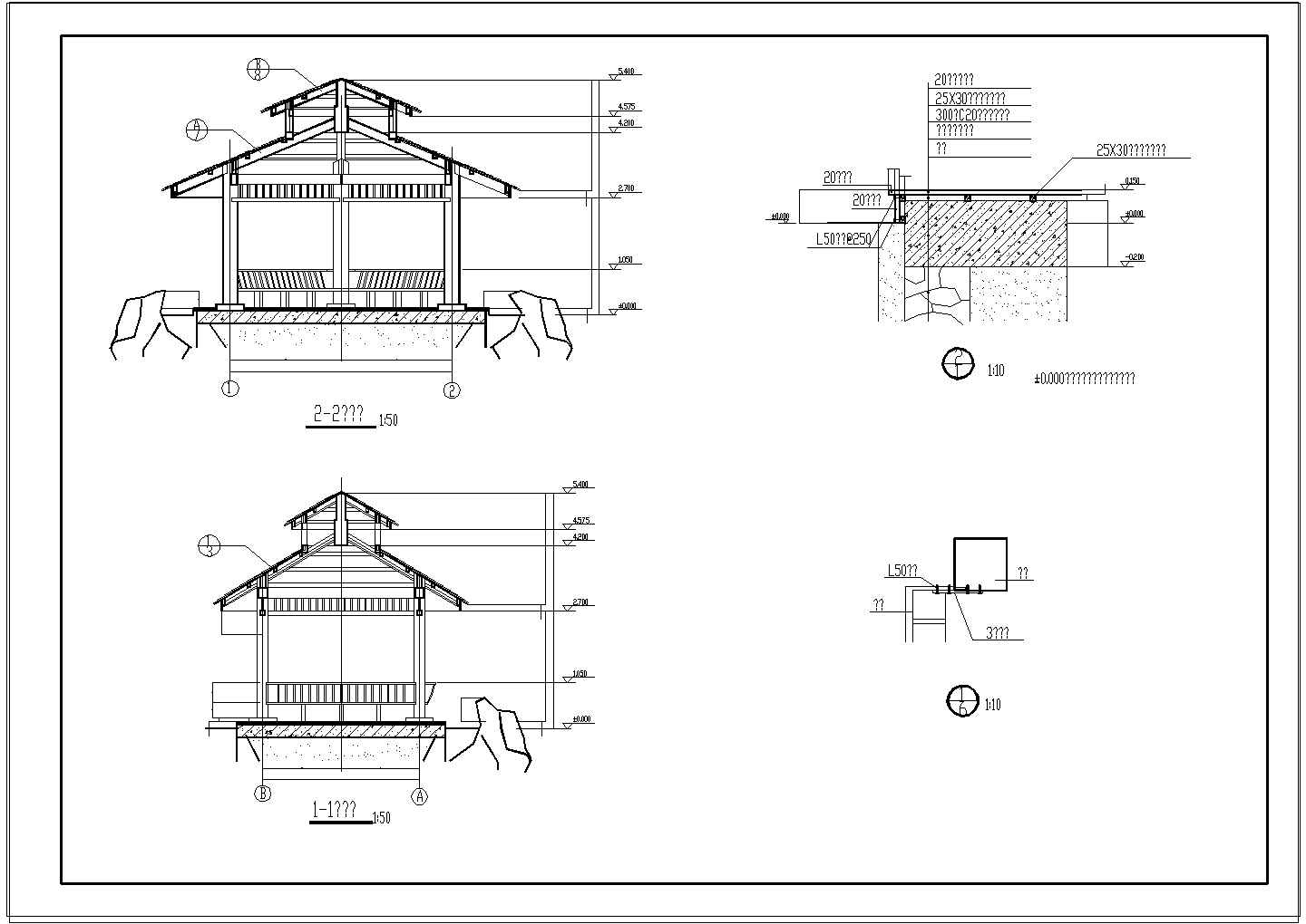 某公园木亭建筑结构设计cad施工图