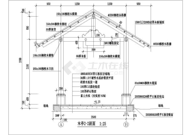 某景区木亭子建筑设计cad施工图-图一