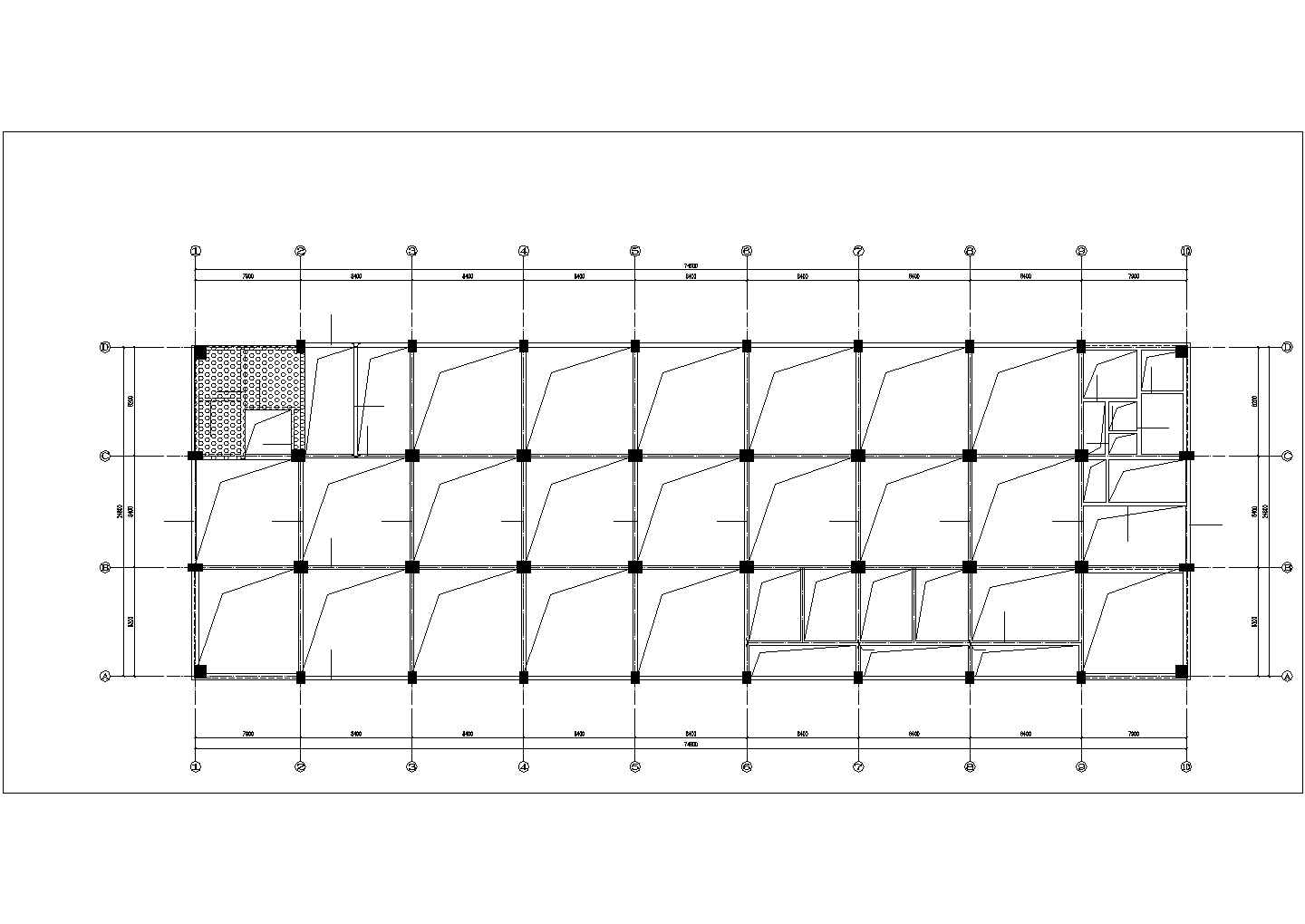 泰安市某工厂5层框架结构生产厂房全套结构设计CAD图纸