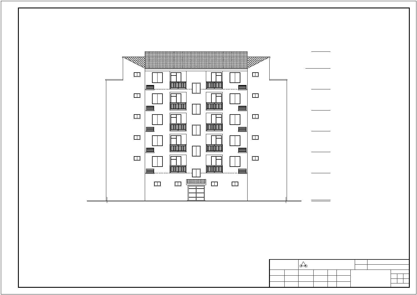 某6层砖混结构临街商住楼建筑设计CAD图纸（底层商铺）