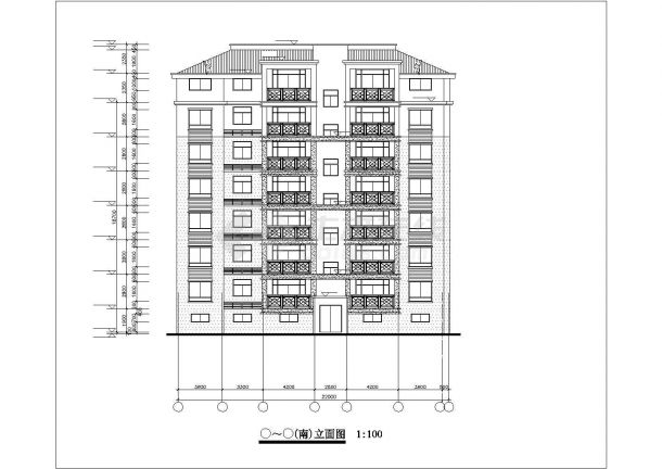 某7层砖混结构住宅楼建筑设计CAD图纸（带阁楼和储藏室层）-图二