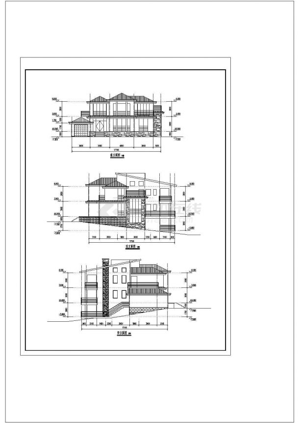 某小区多层带地下室别墅建筑设计CAD图-图一