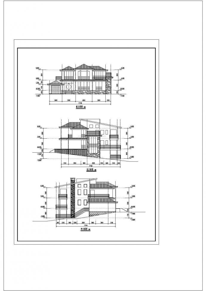 某小区多层带地下室别墅建筑设计CAD图_图1