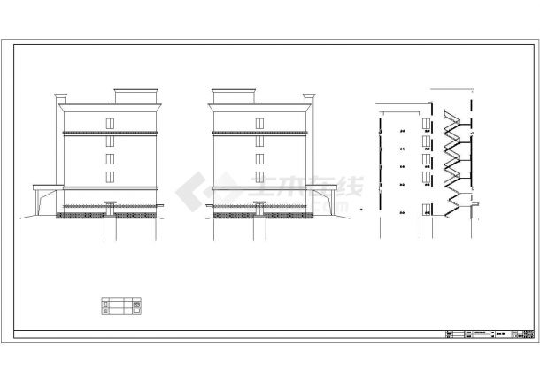某公司占地1300平米五层框架结构行政办公楼建筑设计CAD图纸-图一
