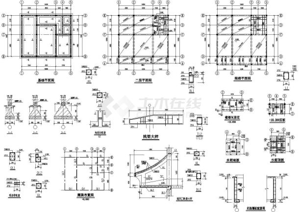 某城市大型高档别墅建筑结构设计CAD图纸-图二