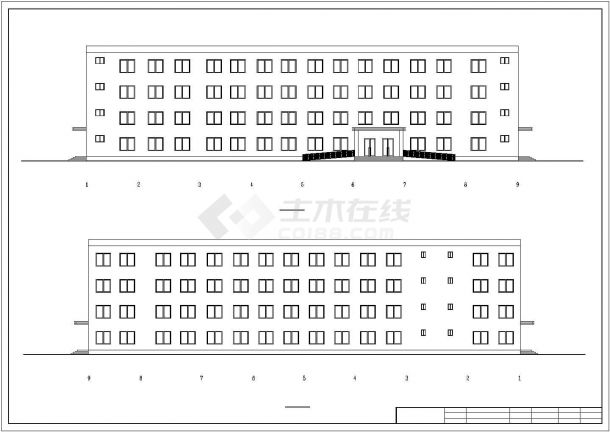 湘潭市某附属中学4700平米四层框架结构办公楼建筑设计CAD图纸-图二