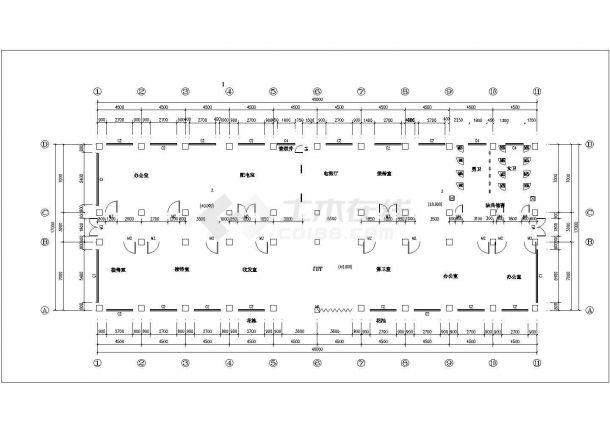 扬州某市政单位4600平米6层框架结构办公楼建筑结构设计CAD图纸-图一