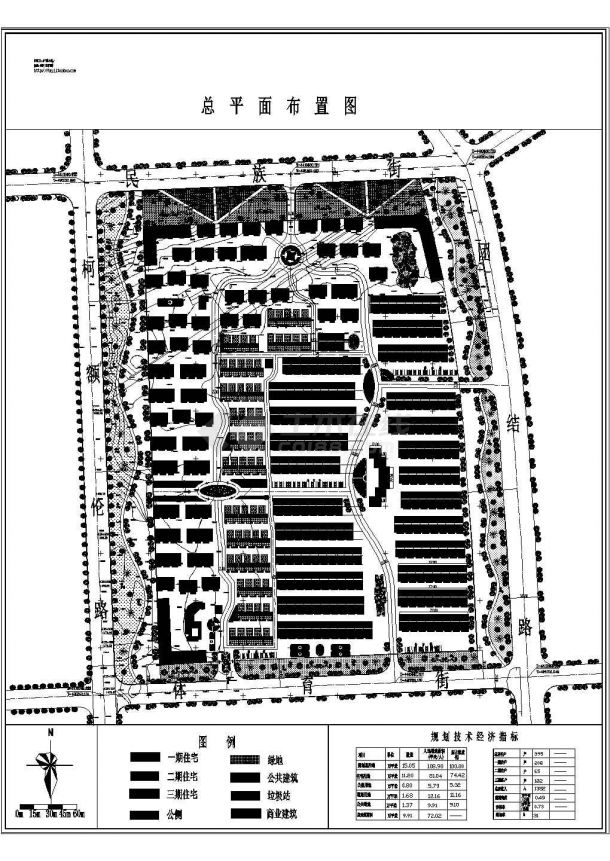规划总用地15.05万平米总户数395户某小区规划总平面布置图cad图纸-图一