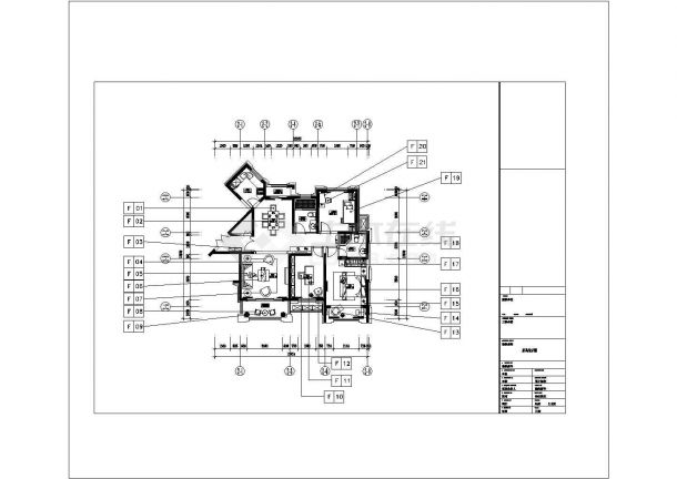 3室2厅新古典样板房装施CAD图纸设计-图一