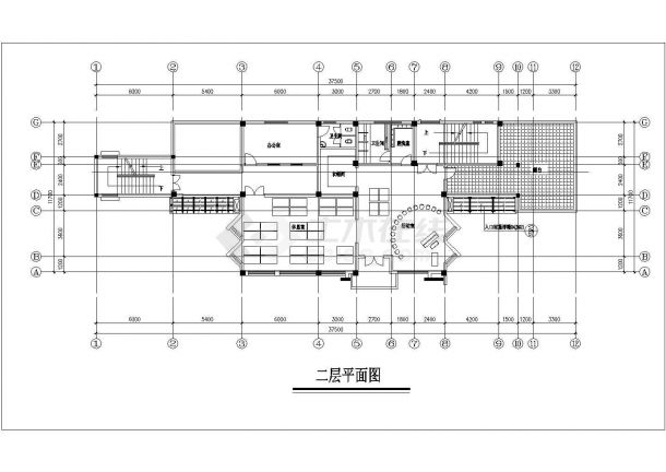 沈阳某社区幼儿园2200平米4层框架教学楼平立剖面设计CAD图纸-图二