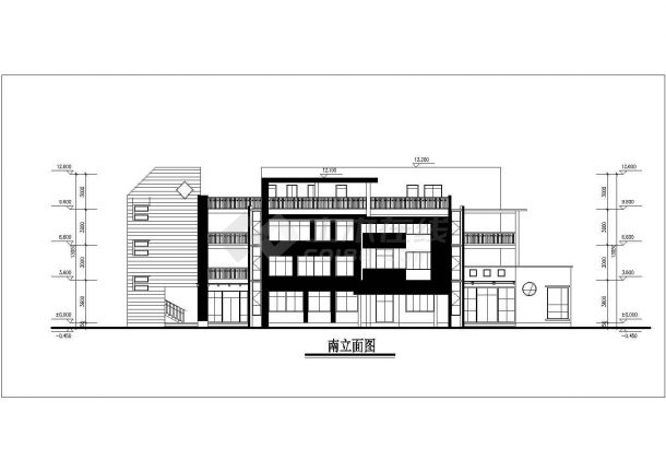 盐城市某现代化小区2800平米4层框架结构幼儿园平立剖面设计CAD图纸-图一
