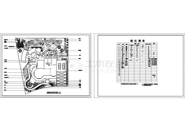 某别墅庭院的设计植物配置CAD图纸设计-图二