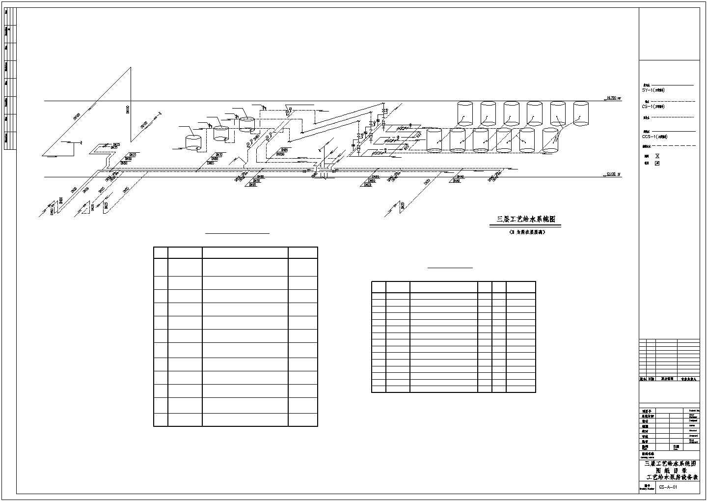 【最新】某三层工艺给水系统设计CAD图纸