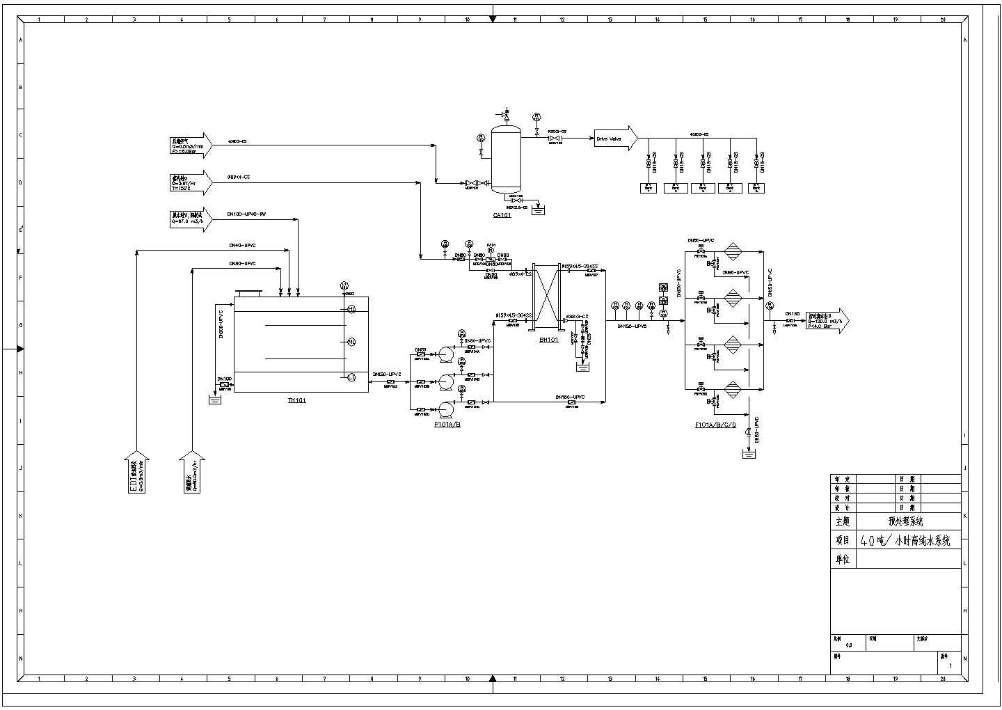 【最新】某高纯水处理系统工艺设计CAD图纸