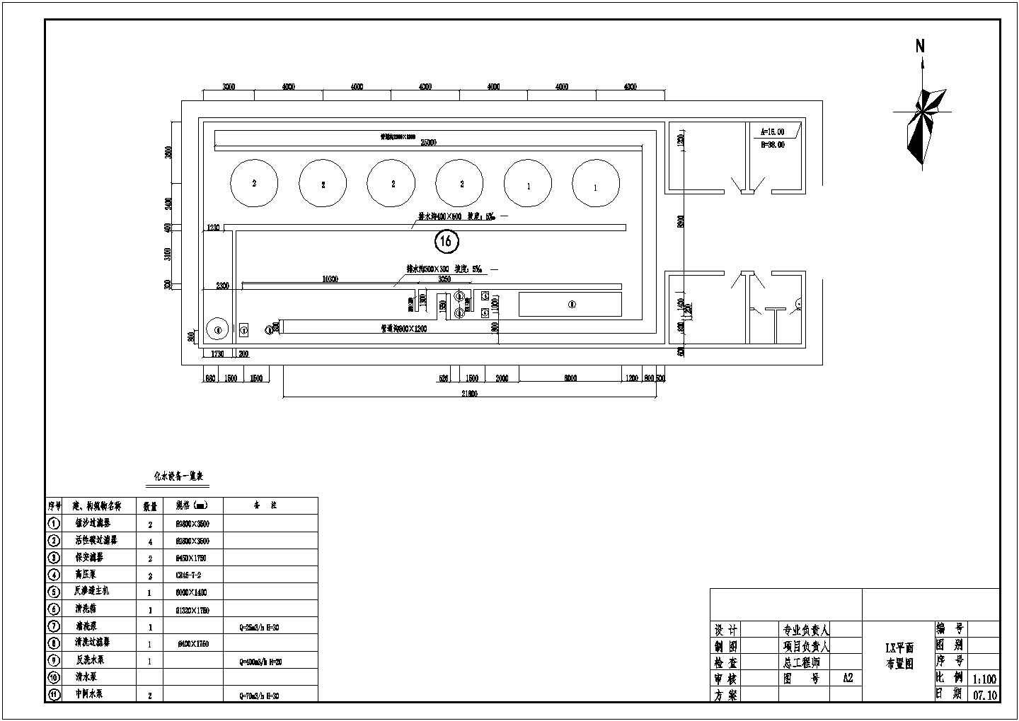 【最新】某化水站水处理工艺设计CAD图纸