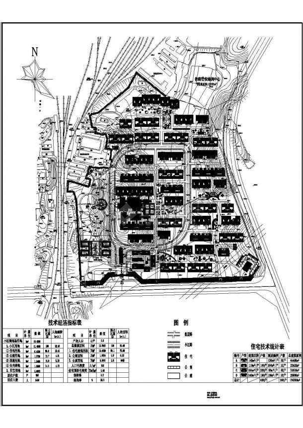 小区规划总用地13.4966ha居住户数996户小区规划总平面图 cad图纸-图一
