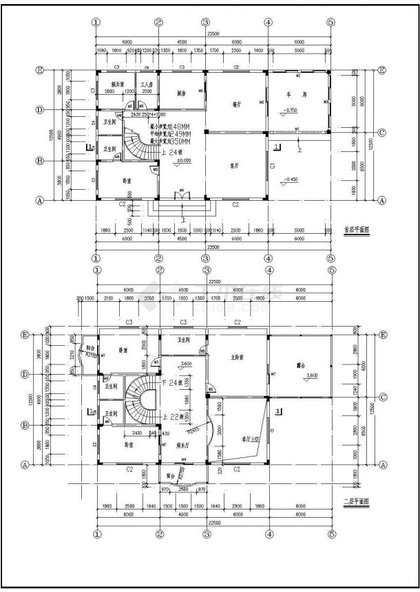 湖南某市大型别墅设计CAD全套参考图-图二