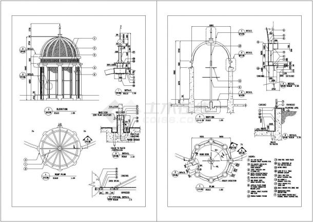 欧式景观亭结构设计CAD详图-图一