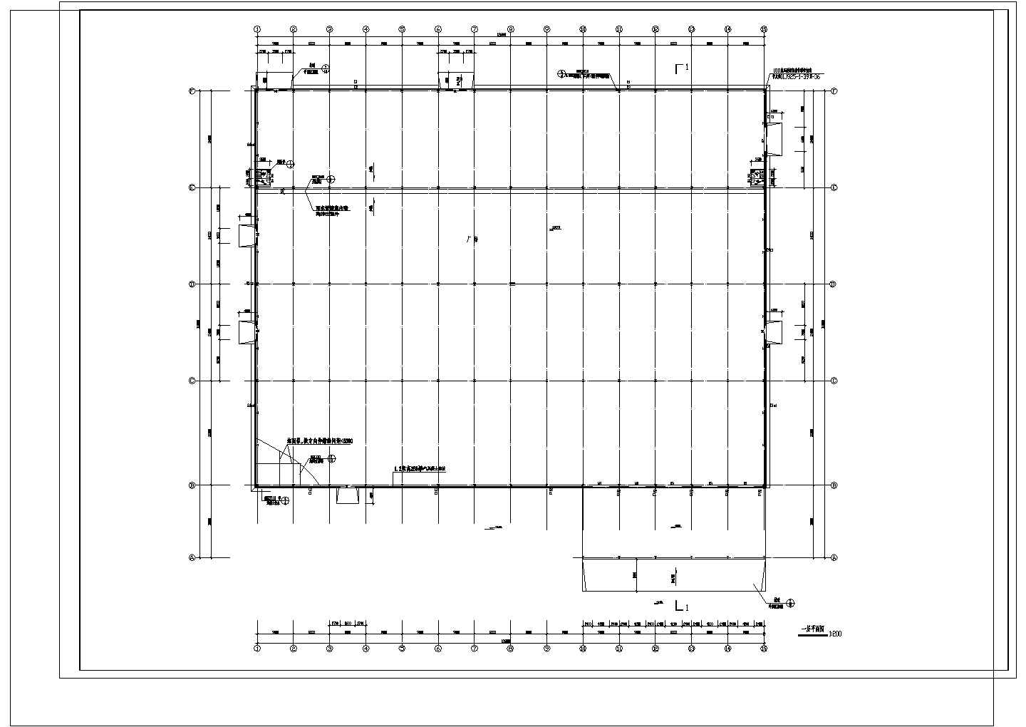 1层13250平米轻钢结构纸口制造厂施工图cad